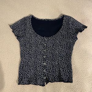 Brandy Melville Navy Floral Zelly Top